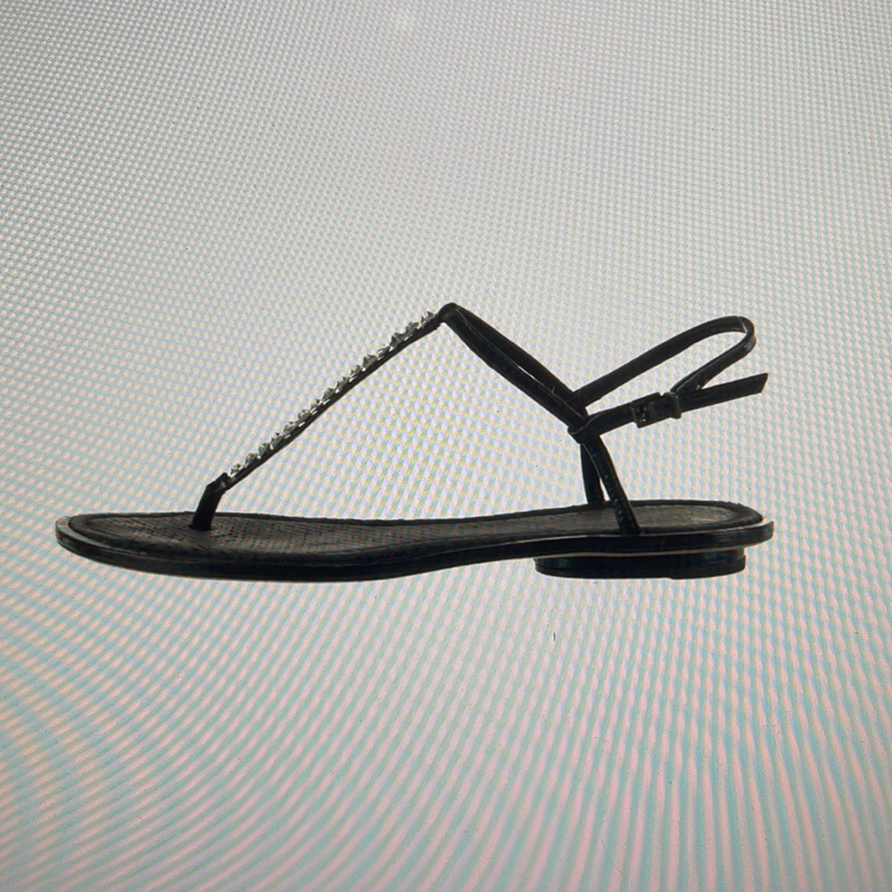 Brian Atwood black sandals. Crystal embellished